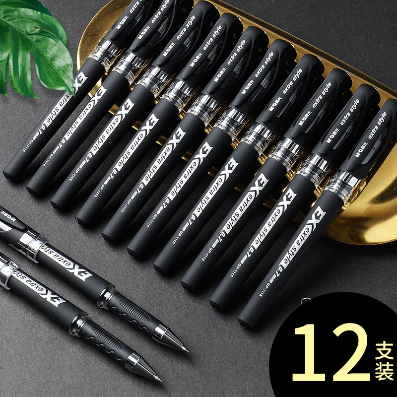 M&ampG Gel Pen 1.0mm Black Rough Signing GP1115 EX Business Students with High-capacity Carbon Hard Calligraphy 12PCS |