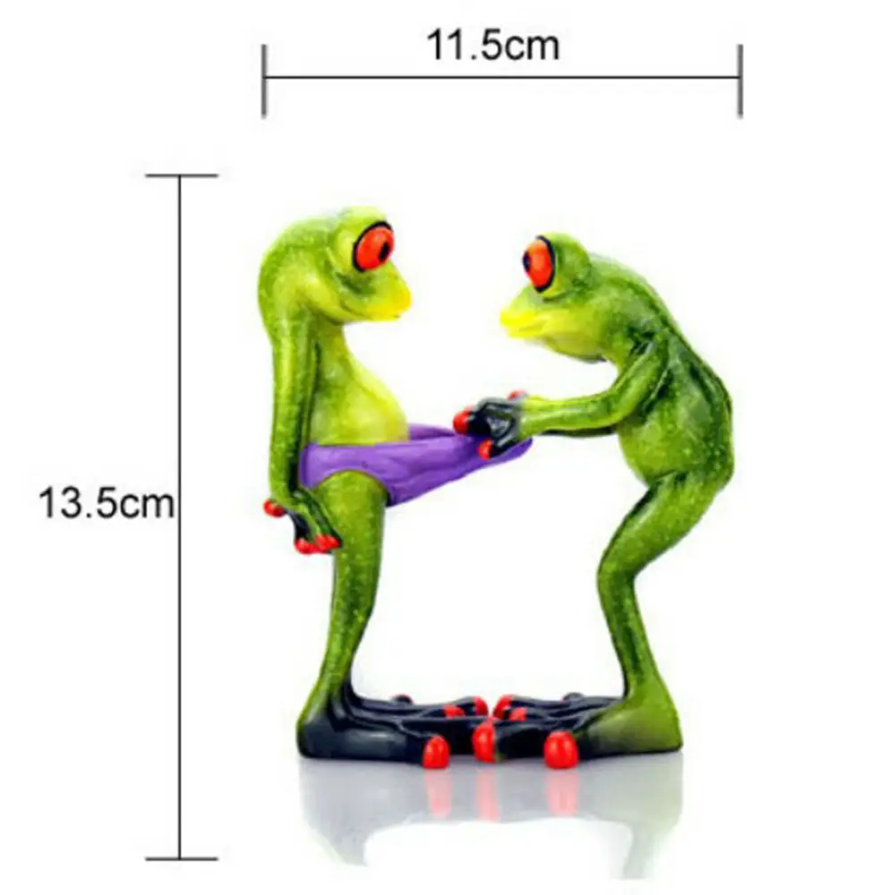 

3d Miniature Resin Frog Statue Figurine Handpainted Crafted Animal Sculpture Novelty Table Top Indoor Ornament Garden Decoration