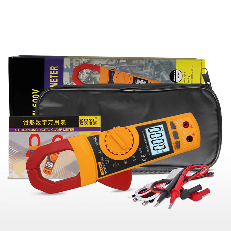 

Original Manufacturer ZOYI VC902 True-RMS AC DC Voltage 1000A Current Ohm Frequency Temperature Multimeter Digital Clamp Meter