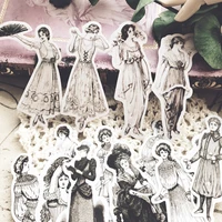 14pcsset vintage european dress lady sticker diy scrapbooking album junk journal planner decorative stickers