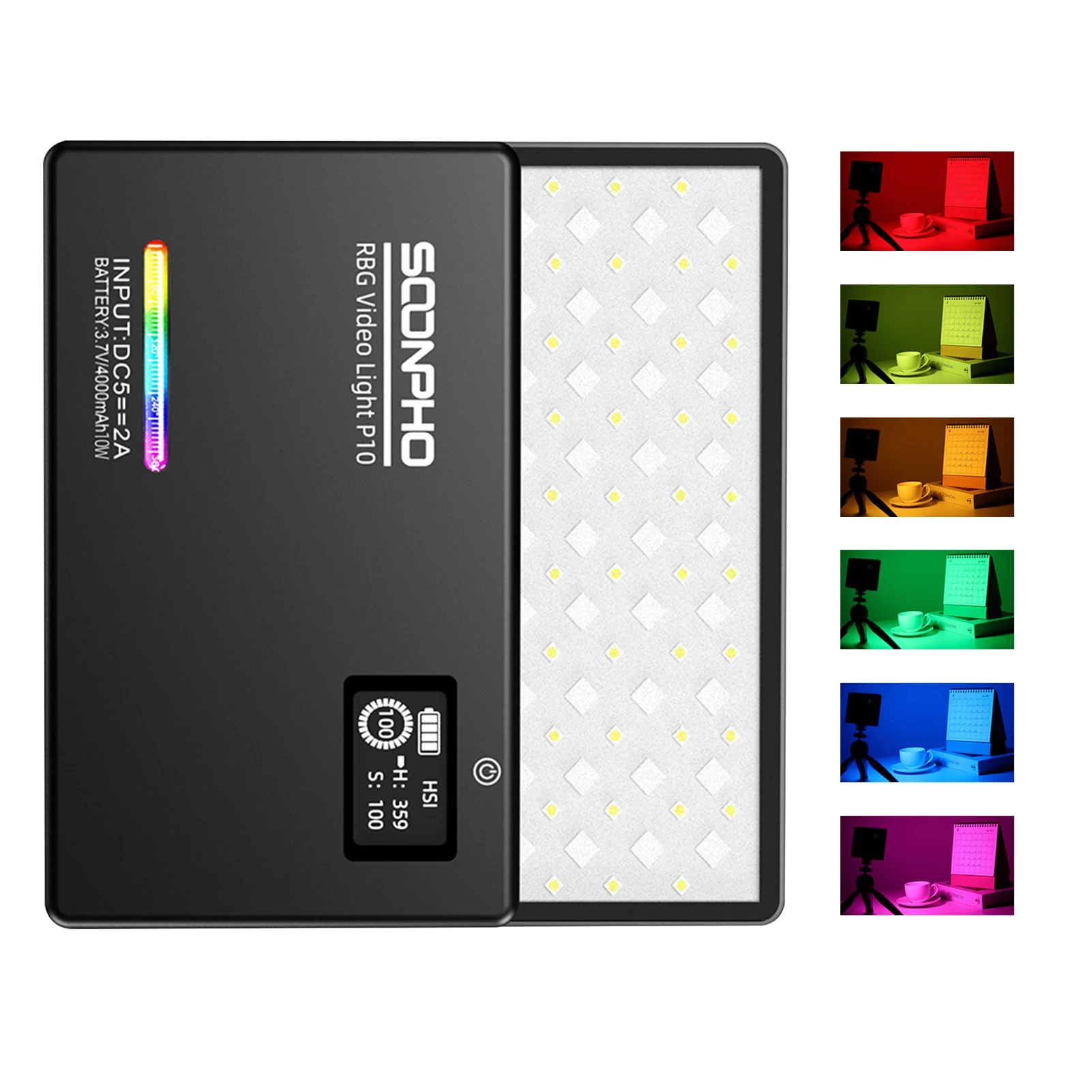 

2Options Photography P10 RGB LED Panel Lights Video Fill Light Full Color Camera Light CRI95+ Battery for Video Live Streaming