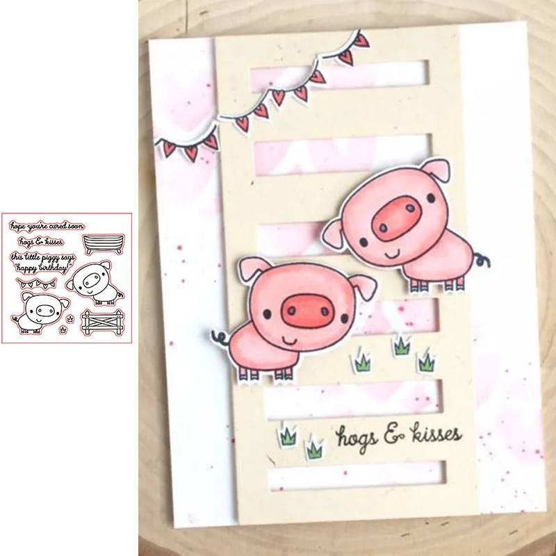 Мультяшные животные свиньи шаблон принты прозрачный силиконовый штамп/печать