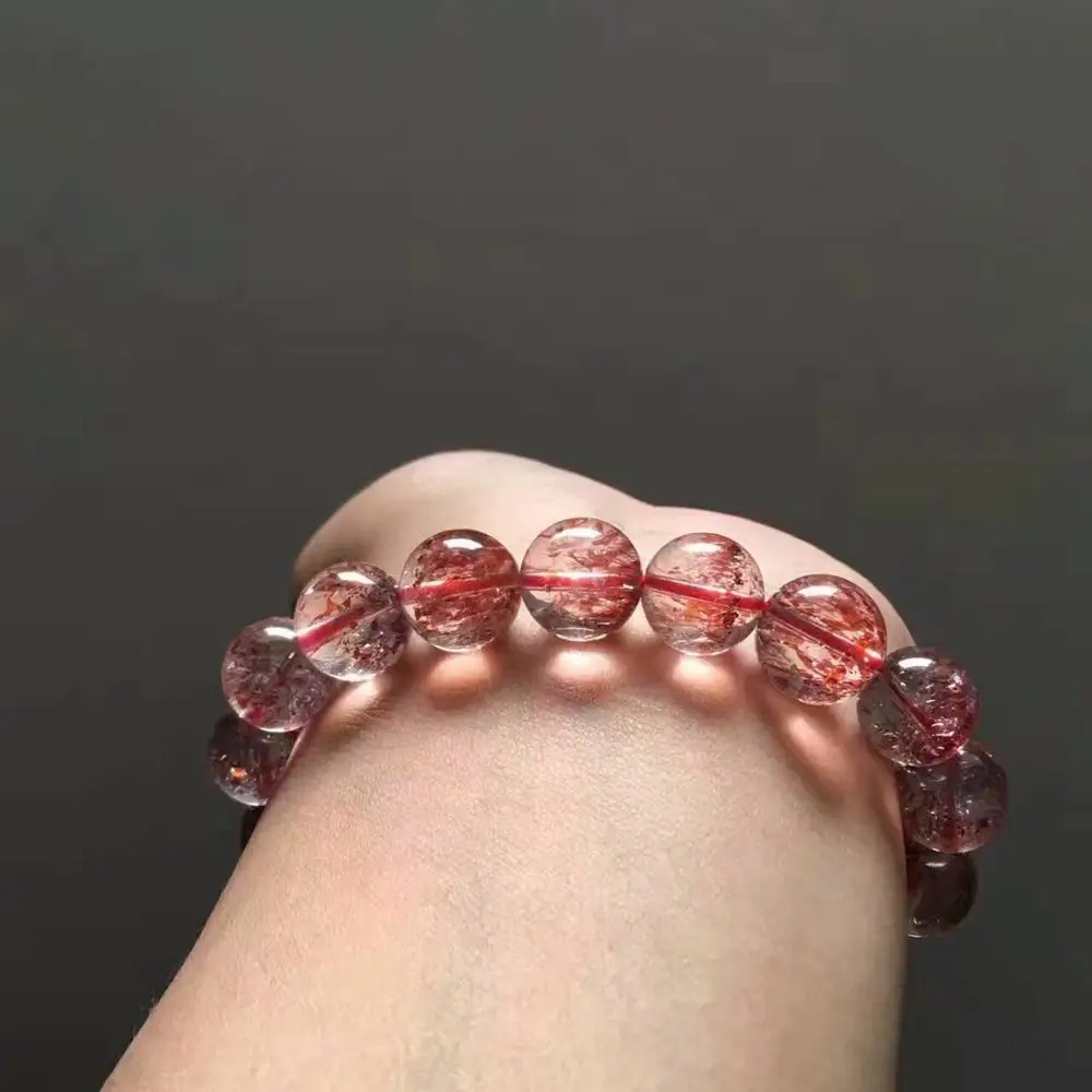 12mm Natural Lepidocrocite Quartz Bracelet Red Super Seven Stone Round Beads Stretch Crystal AAAAA Certificate |