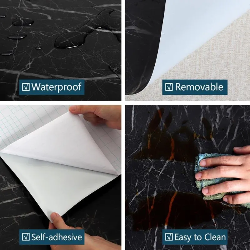waterproof oil proof marble self adhesive wallpaper vinyl film wall stickers bathroom bedroom kitchen cupboard home improvement free global shipping