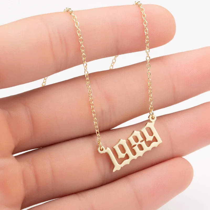 1989 Women Personalized Necklace Special Date Year Number Necklace girl1994 1995 1996 1997 1998 1999 from 1980 to 2002 chain Jewelry - Окраска металла: 1989