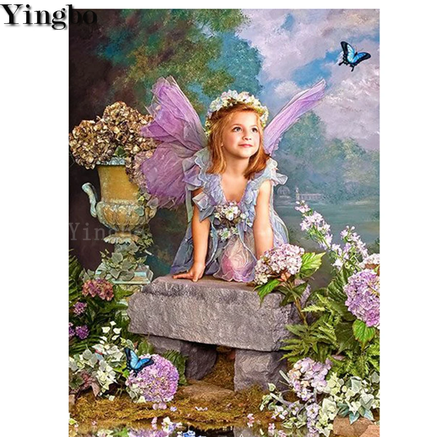Алмазная мозаика dlandscape iamond алмазная вышивка Elf girl flower 5d картина diy круглая дрель