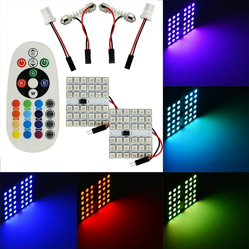 

YOLU RGB LED Panel 5050-36SMD With T10 BA9S Festoon Adapters LED Pannel for Interior/Dome/Map/Door/License Plate Light
