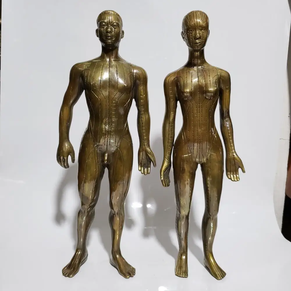 

1 Pair(2piece) Height 47CM/18.5inch Home decoration copper metal peopel statue, Metal crafts Acupuncture point human statue