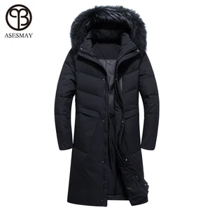 AsesmayВысококачественная Мужская зимняя куртка, толстая зимняя парка, пальто, белый пуховик на утином пуху, Мужская ветровка, пуховое пальто, Размер 4XL