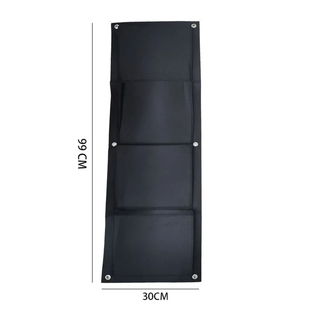 

4 Pockets Wall Hanging Planting Bag Black Vertical Planting Flower Grow Bags Garden Bag Home Supplies