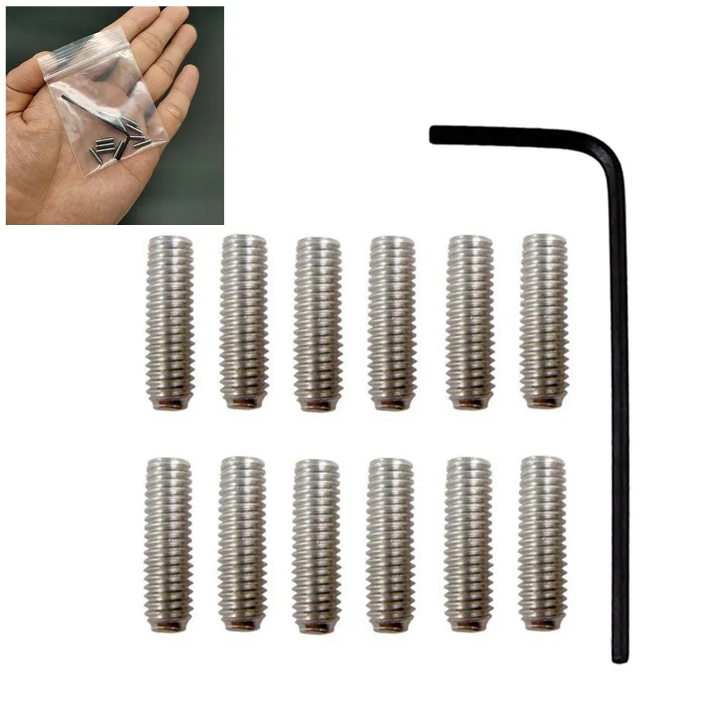 

12 Pcs Electric Bass Bridge Tailpiece Saddle Height Adjustment Screws With Hexagon Wrench For Electric Guitar Parts