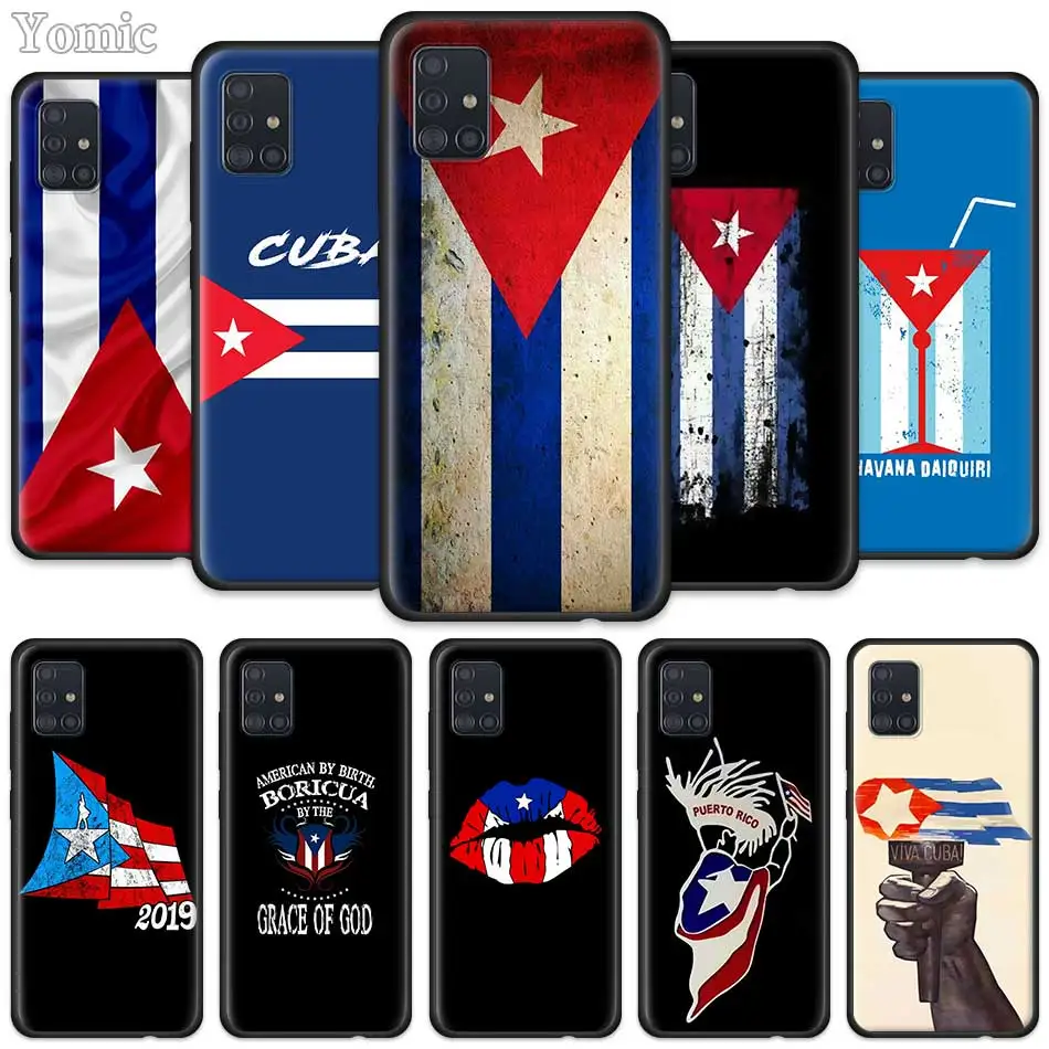 

Cuba flag Art Case for Samsung Galaxy A51 A71 A50 A21s S20 FE S21 Ultra A31 A10 A20e A41 A70 M31 A30 Black TPU Soft Phone Cover