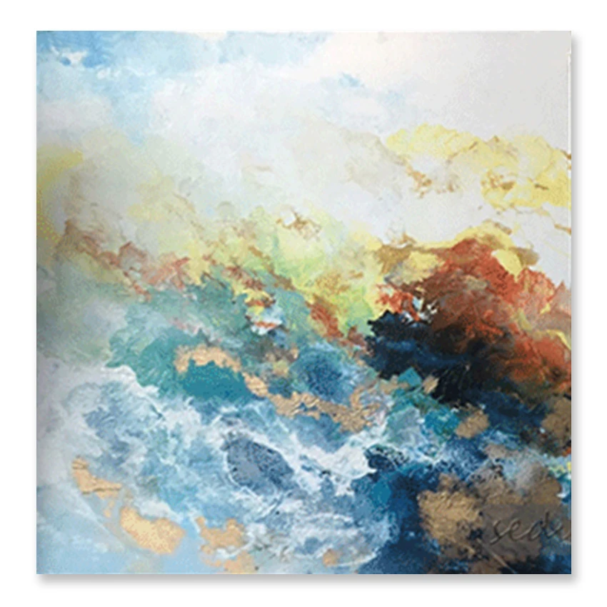 

No Framed Hand Painted Wall Hanging Decor Colorful Texture Oil Painting On Canvas Art 100% Abstract Wall Artwork 1 Set Panel