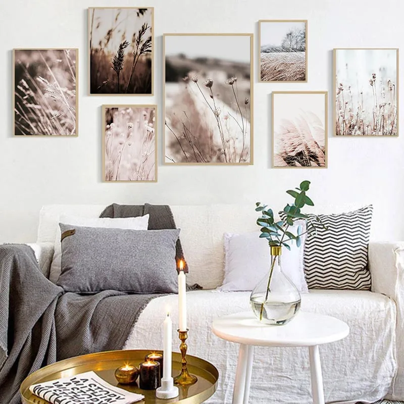 

Grass Nature Scenery Picture Flower Plant Poster Landscape Wall Art Canvas Painting Nordic Style Modern Print for Living Room