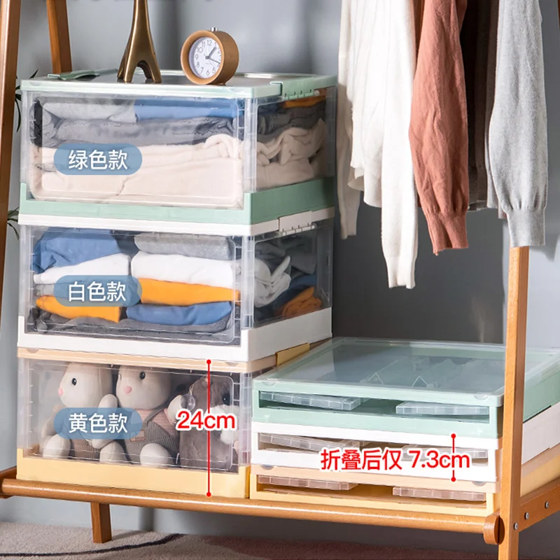 Складная коробка для хранения книг Бытовая пластиковая прозрачная с колесами