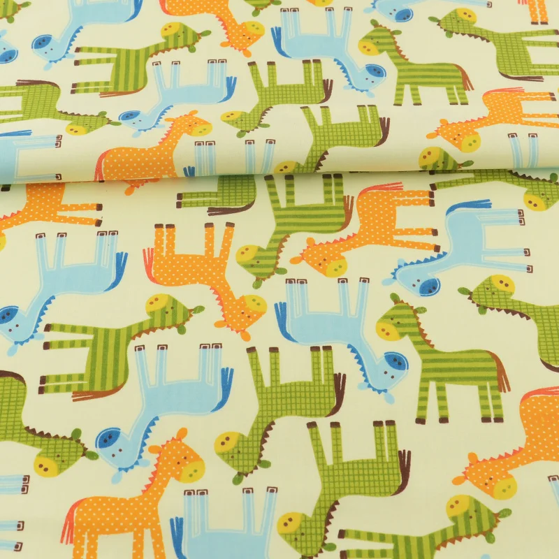 100% хлопковая ткань бежевая саржа прекрасный Ослик дизайн стеганое лоскутное