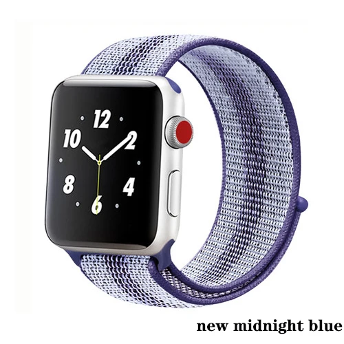 Нейлон pulseira для apple watch band 4 44 мм 40 мм(iwatch 5) apple watch 3 2 1 ремешок 42 мм 38 мм дышащий браслет ремень аксессуары - Цвет ремешка: new  midnight blue