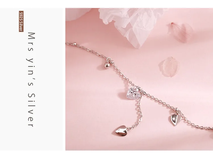 Ожерелье-чокер женское из серебра 925 пробы с кристаллами в форме сердца |