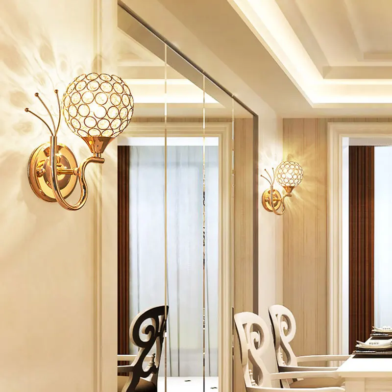 Круглая настенная лампа E27 светодиодсветодиодный хрустальные светильники