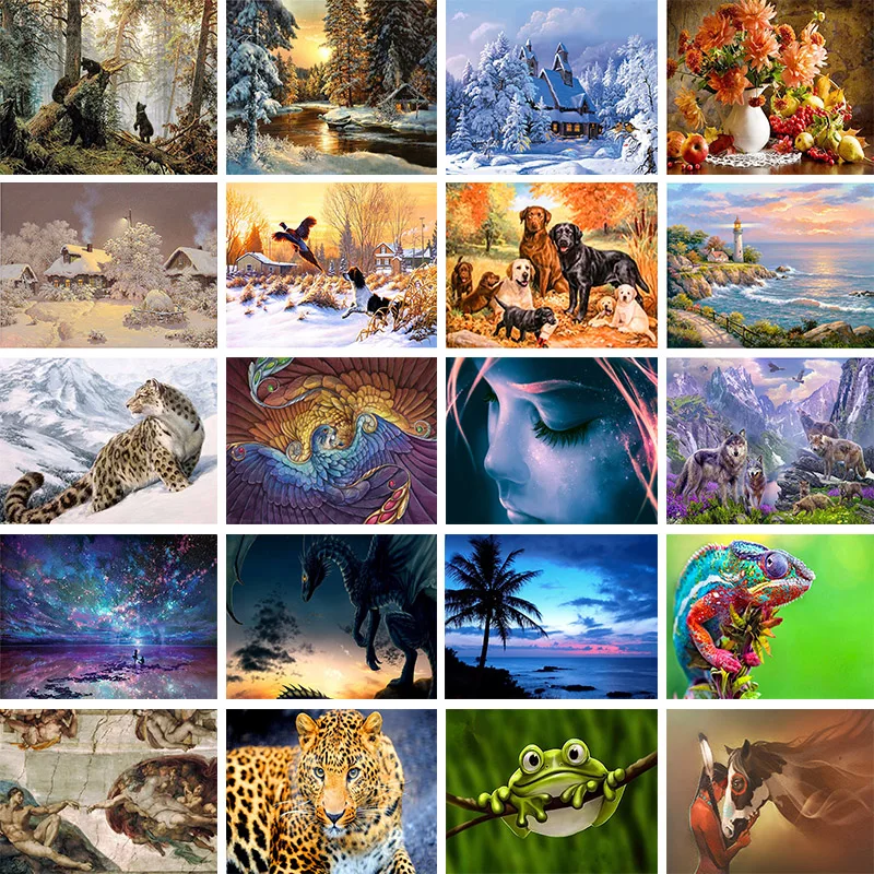 

20 Pattern Home Character Landscape Animal 5D Diamond Painting Cross Ctitch Kit Mosaic Diamond Full Embroidery Wall Painting