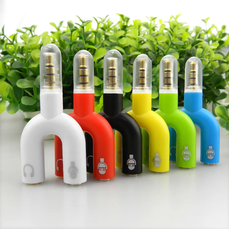 U тип двойной 3 5 мм разъем для наушников аудио сплиттер кабелей микрофон 2 в 1