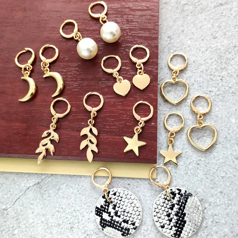 JJFOUCS новинка маленькие серьги-кольца для женщин простое Золотое сердце крест