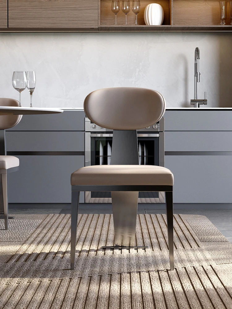 

Light Luxury Dining Chair Stainless Steel Chair Minimalist Post-Modern Desk Chair Dining Chair Home