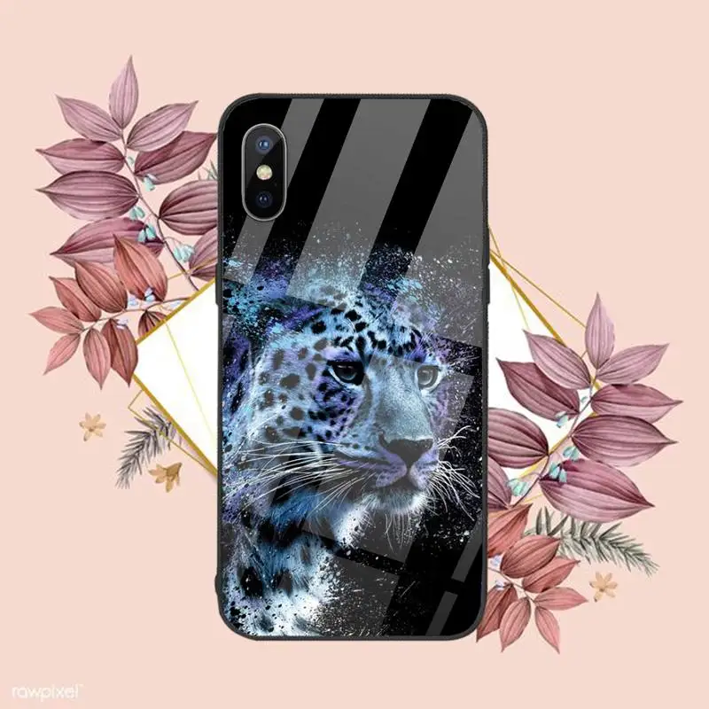 

Luxury animal leopard Phone Case Tempered glass For iphone 6 6S 7 8 plus X XS XR 11 12 mini PRO MAX