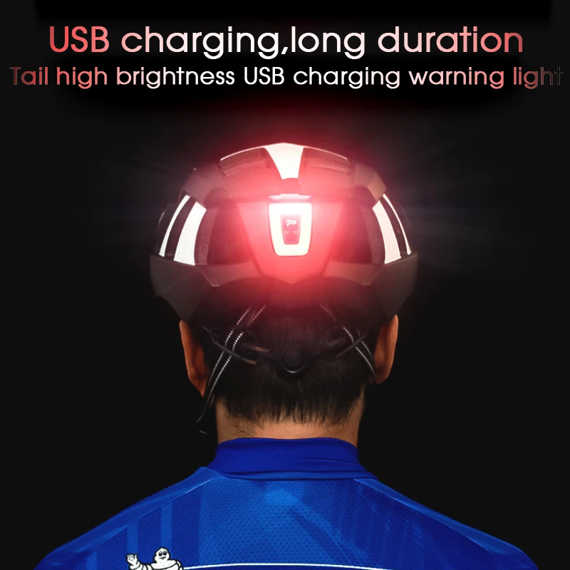 Велосипедный шлем с магнитными очками USB Перезаряжаемый задний сигнальный свет CE