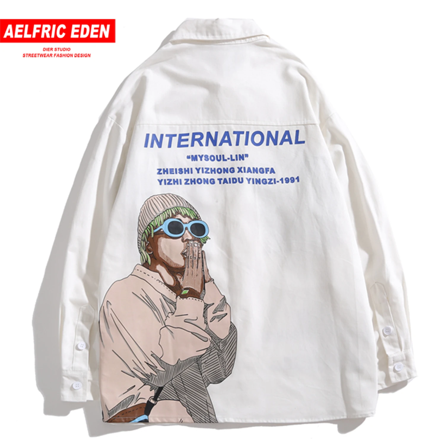 Лоскутные карманы с буквенным принтом Мужские рубашки хип-хоп мода Harajuku