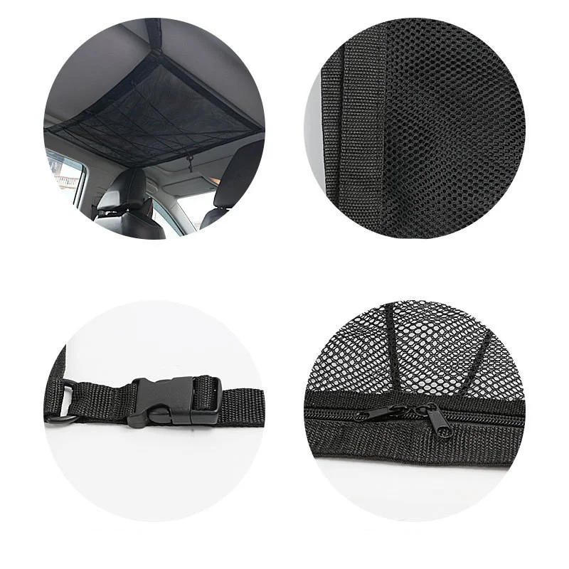 Car Double-layer Ceiling Storage Net Pocket Roof Bag Cargo Breathable Mesh Auto Stowing Tidying Interior Accessories | Автомобили и