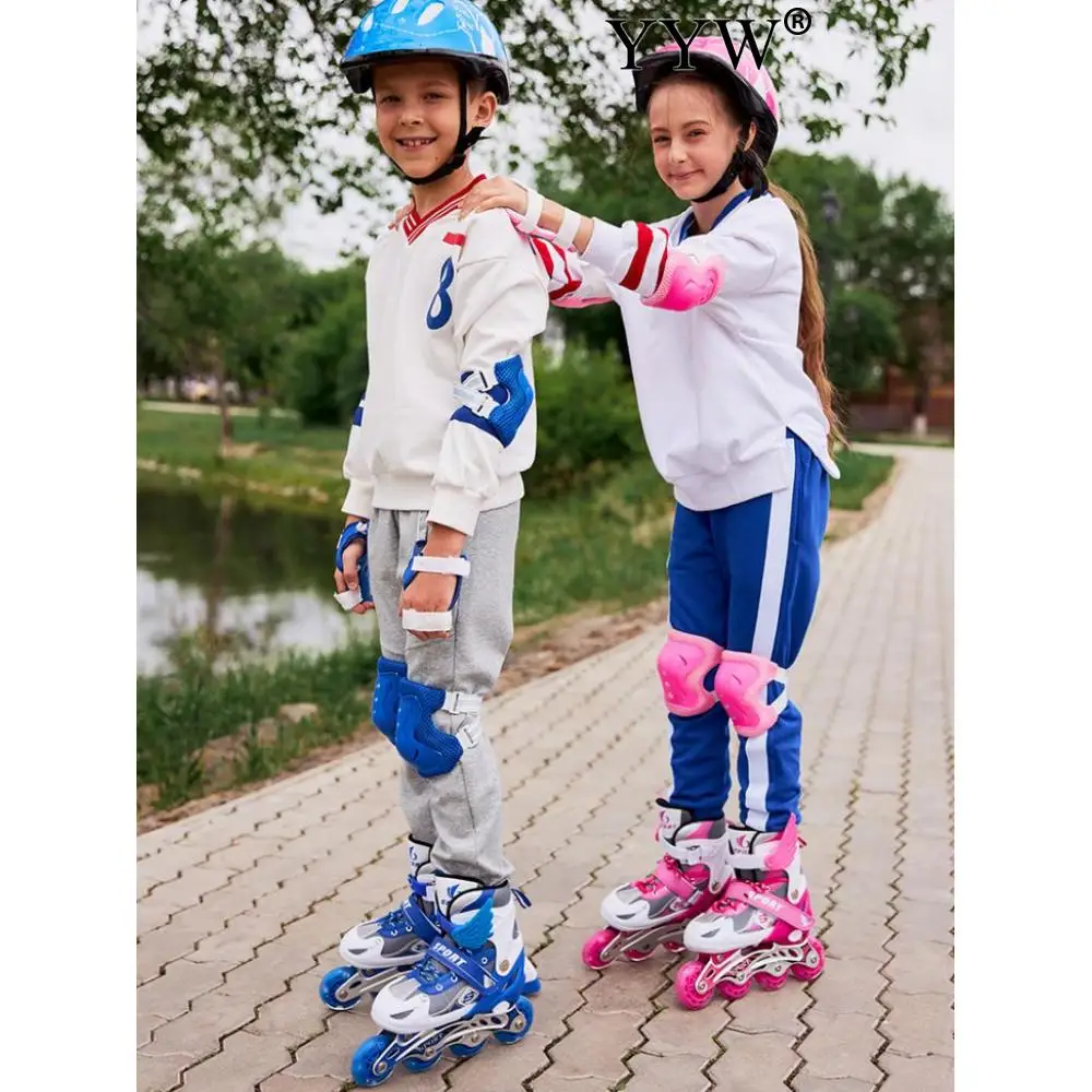 

Роликовые коньки для детей 8 - 14 лет, Регулируемые защитные роликовые коньки, 4 колеса, 1 ряд, для начинающих