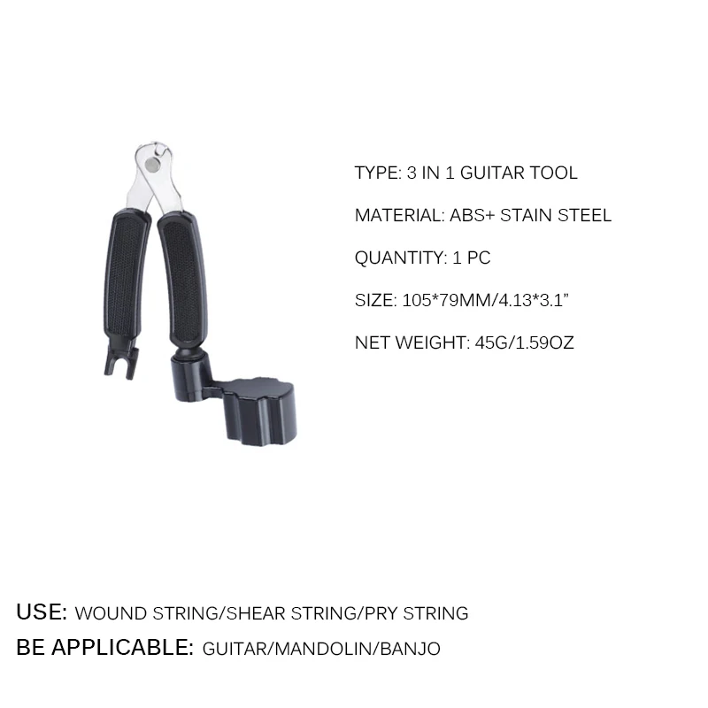 

3 In 1 Guitar Peg String Winder String Pin Puller String Cutter Guitar Tool Set Multifunction Guitar Accessories