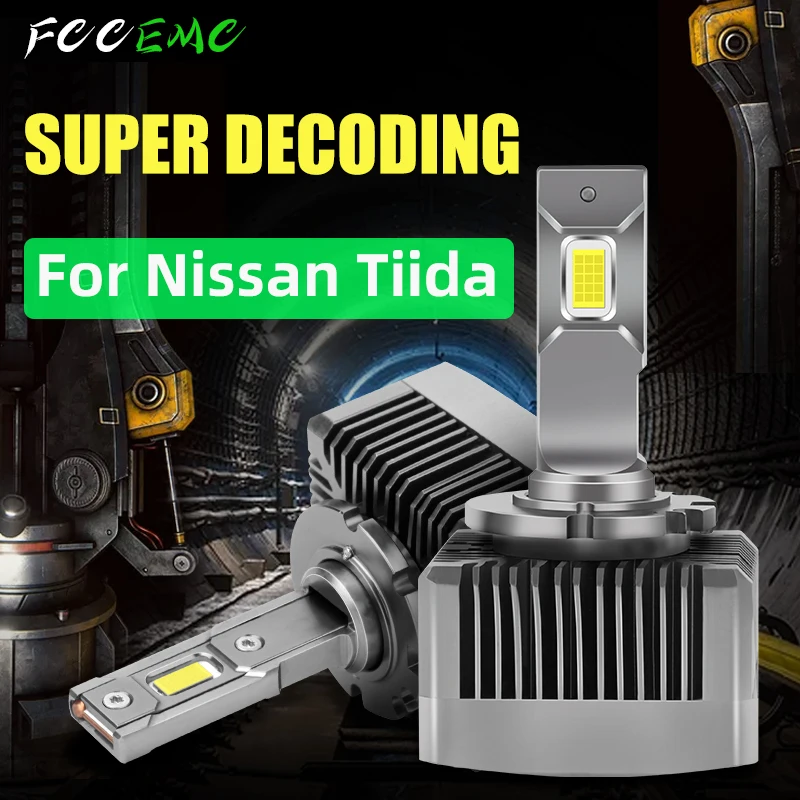 

FCCEMC LED Car D2S D2R For Nissan Tiida Bulb Car 55W 24000LM Super Bright Auto Headlight Lamp Driving Light 6000K White Canbus