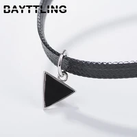 bayttling silver colorrope chain necklace triangle pendant for woman fashion jewelry gift
