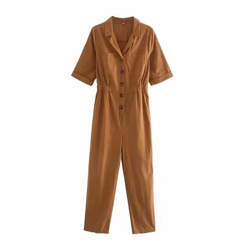 

Hot sale ladies solid color slim fit jumpsuit office business woman bodysuits casual temperament Rompers