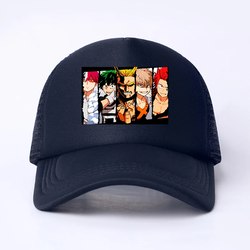 

New Anime My Hero Academia Mesh Baseball Cap Adjustable Snapback Kawaii Hats for Women Men Hip Hop Trucker Cap Dad Hat