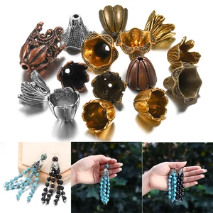 Колпачки для бусин с полыми цветами, под античную бронзу, 2 шт.лот