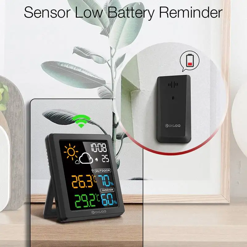 DIGOO DG-8647 Mini HD Color Screen LCD Weather Station Alarm Clock Smart Hygrometer Thermometer Snooze Dual Desktop | Инструменты