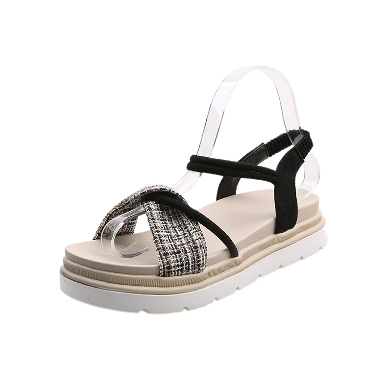 

Med All-Match Black Platform Sandals Clear Heels Muffins shoe Female Shoe 2021 Women's Clogs Wedge Medium Espadrilles Flat Girls