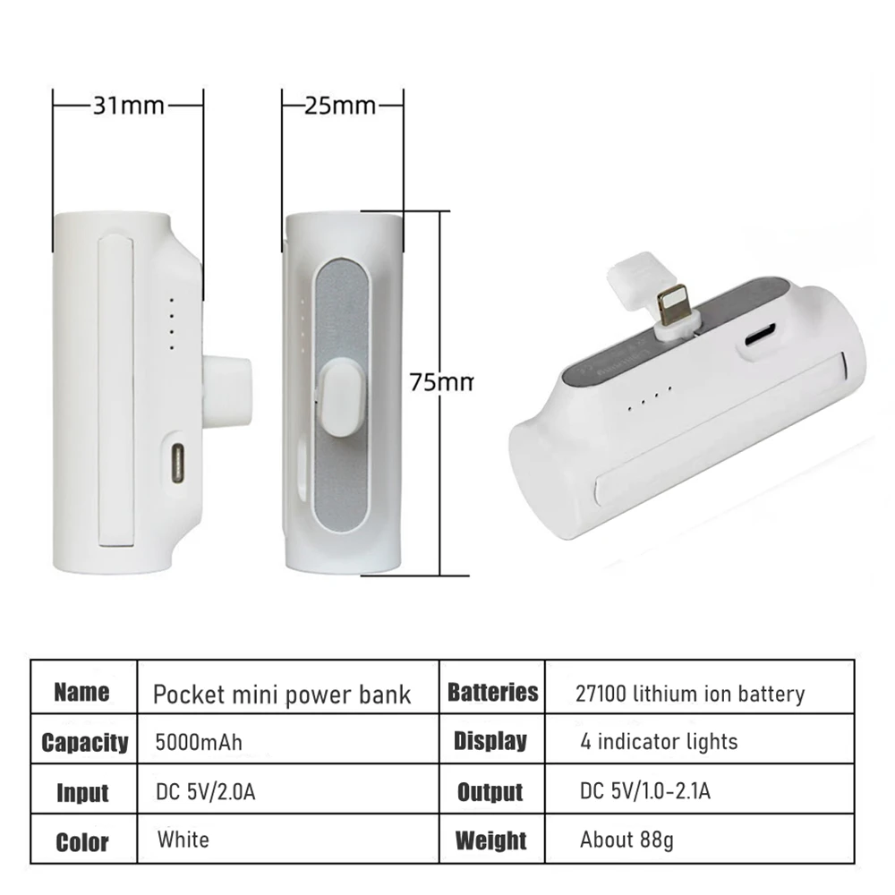 5000mAh Mini Power Bank External Battery Charging Portable Powerbank For iPhone Xiaomi Samsung 3300mAh Backup Charger | Мобильные