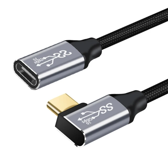 Rallonge USB type-c, câble vidéo 90 ° Gen 2 100W USB-C 3.1 mâle