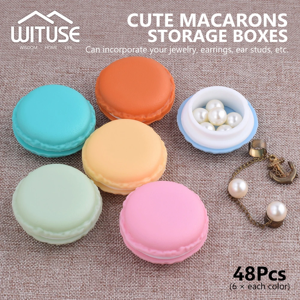 

48Pcs Candy Color Macarons Storage Box Portable Mini Gift Package Box Lovely Jewelry Package Box Case Organizer For Small Items
