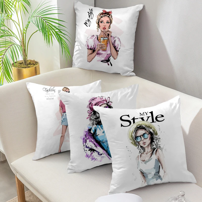 

Белые декоративные чехлы на подушку довольно Мода для девочек принт диванные подушки для кровать диван кресло Чехол подушки сиденья автомо...