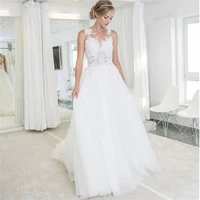 illusion lace appliques tulle sleeveless bridal gowns amazing formal soft bride dress 2021 robe de mariee spring