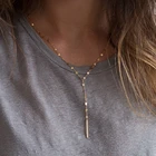 Новое поступление модные 50 см y-образные d кружевные полосатая форма Ожерелья Цепочка Ожерелье для женщин золотой цвет 1 комплект антиаллергенное ожерелье