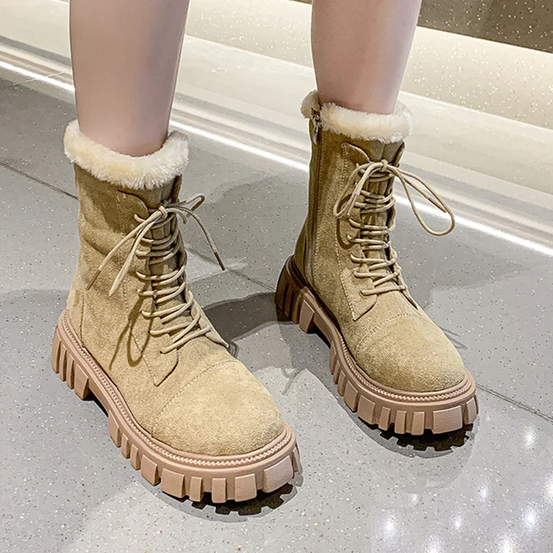 

Мотоциклетные ботинки сохраняют тепло Женская обувь на шнуровке на молнии женские короткие ботинки в британском стиле мартинсы женские бо...