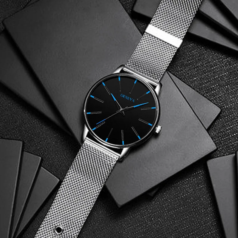 

Fashion Men Watches Luxury Stainless Steel Mesh Belt Men Wristwatches Classic Quartz Watch for Man Gifts