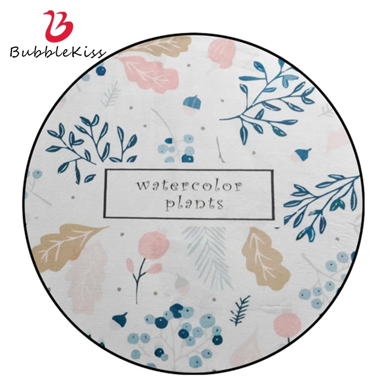 Пузырь поцелуй круглый ковер Малый с принтом в виде листков растения современный