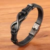 Stainless Steel Leather Bracelet Infinity Logo 1